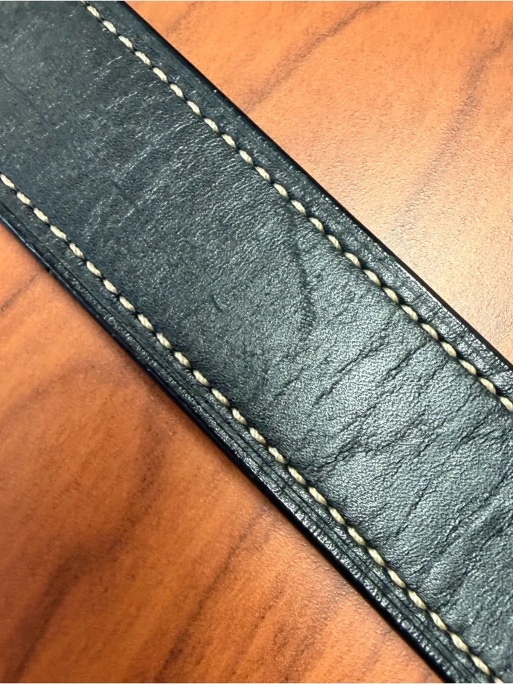Coach Black Leather Belt Contrast Stitch Silver Buckle 32/80cm Made in India